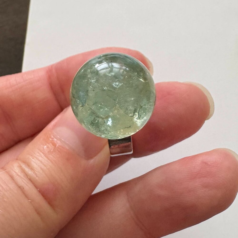 Handcrafted Silver & Resin Statement Ring - image 3